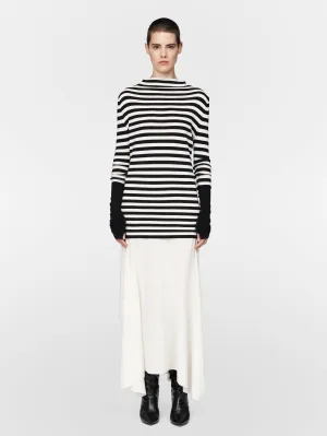 Mock Neck Sweater in Black Stripe