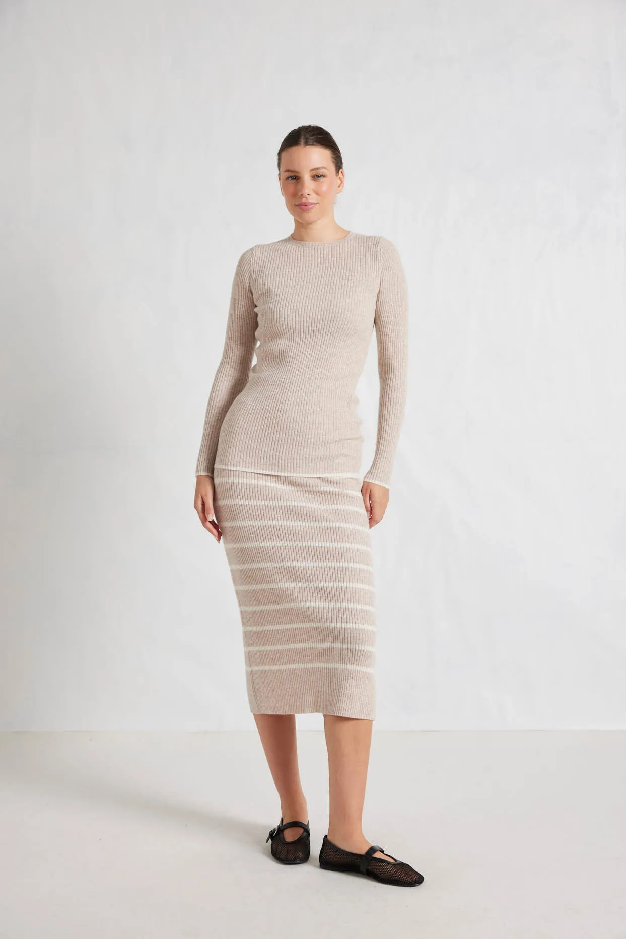 Mona Merino Skirt in Beige