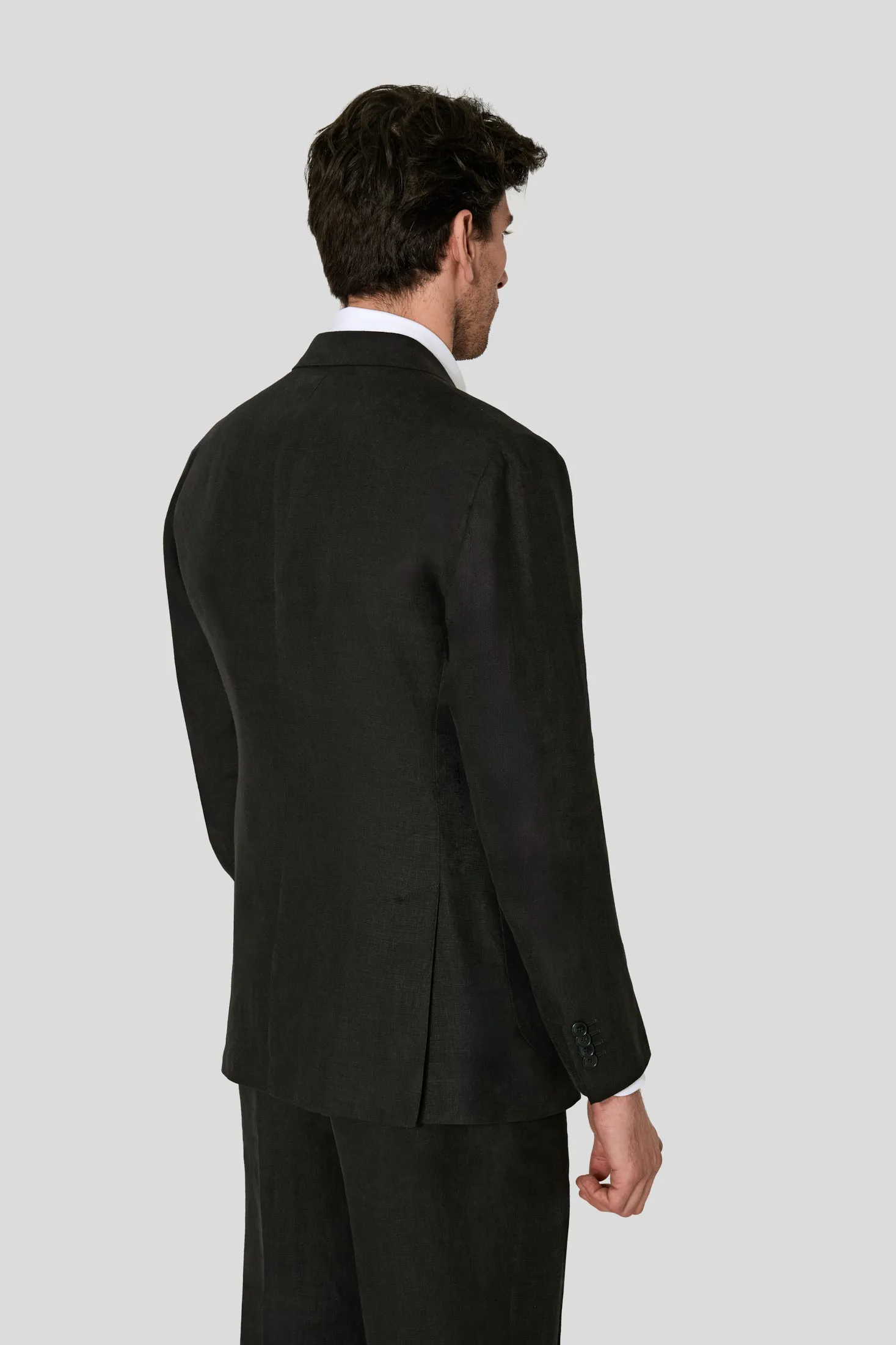 New SUITREVIEW Elmhurst Black Pure Linen DB Suit - Size 36R and 42S (Other Sizes Special Order)