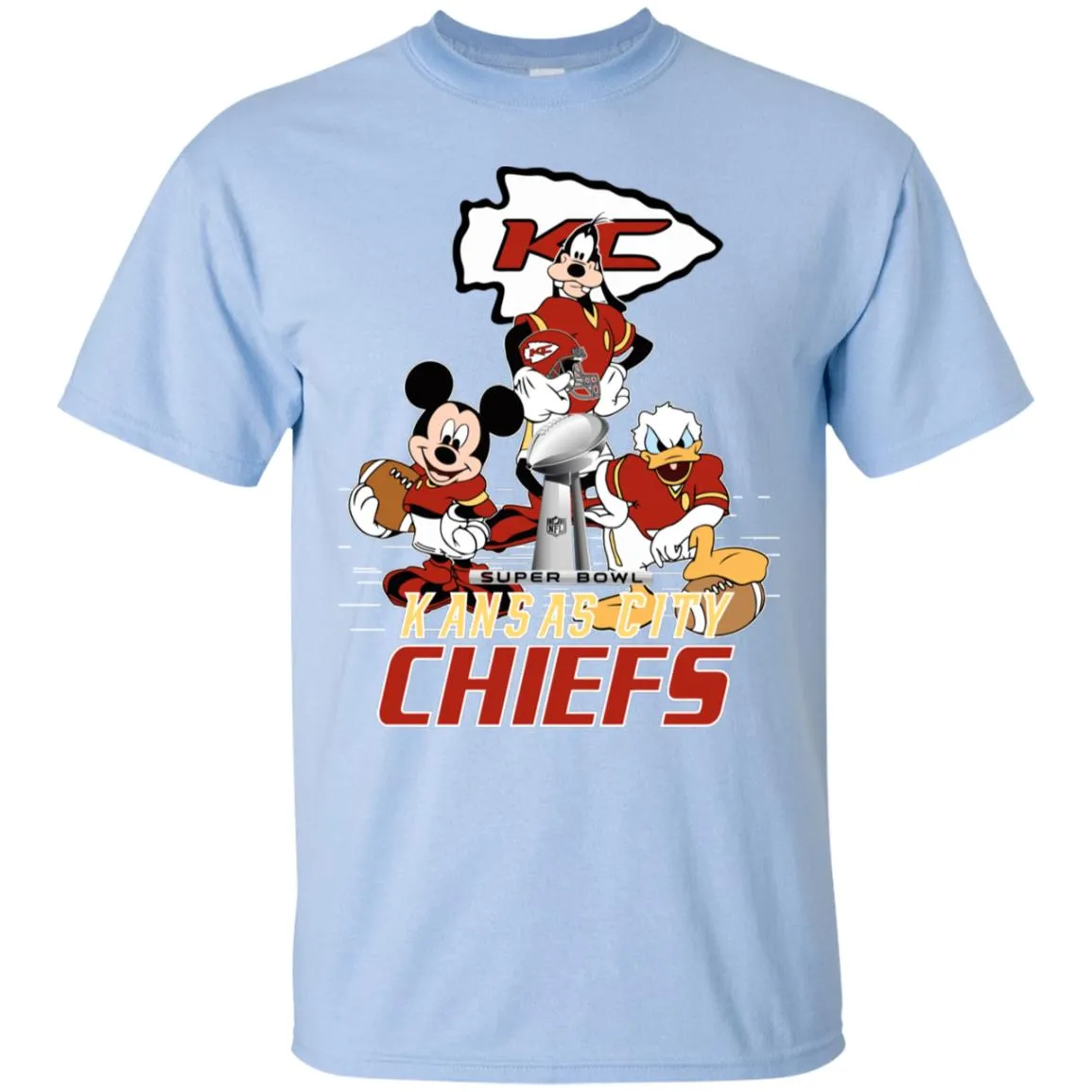 Nfl – Kansas City Chiefs Donald Duck Goofy Mickey Mouse Super Bowl 2019 Football Men Cotton T-Shirt