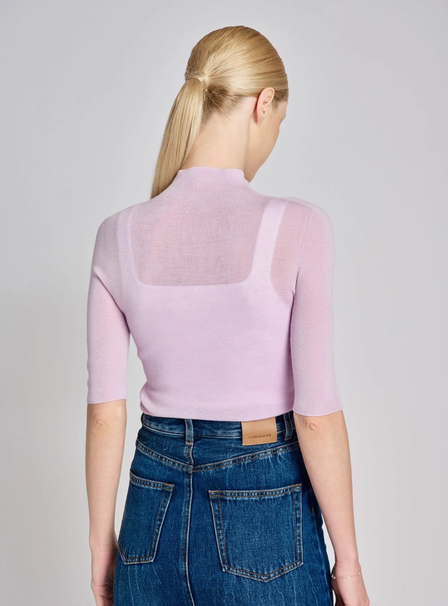 OLIVIA seamless mid-sleeves top (Lilac)