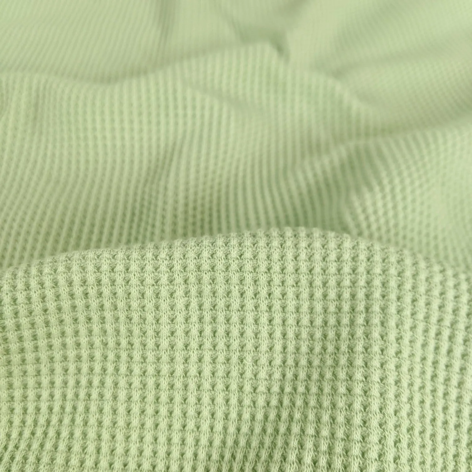 Organic Cotton Stretch Thermal Waffle Knit - Matcha