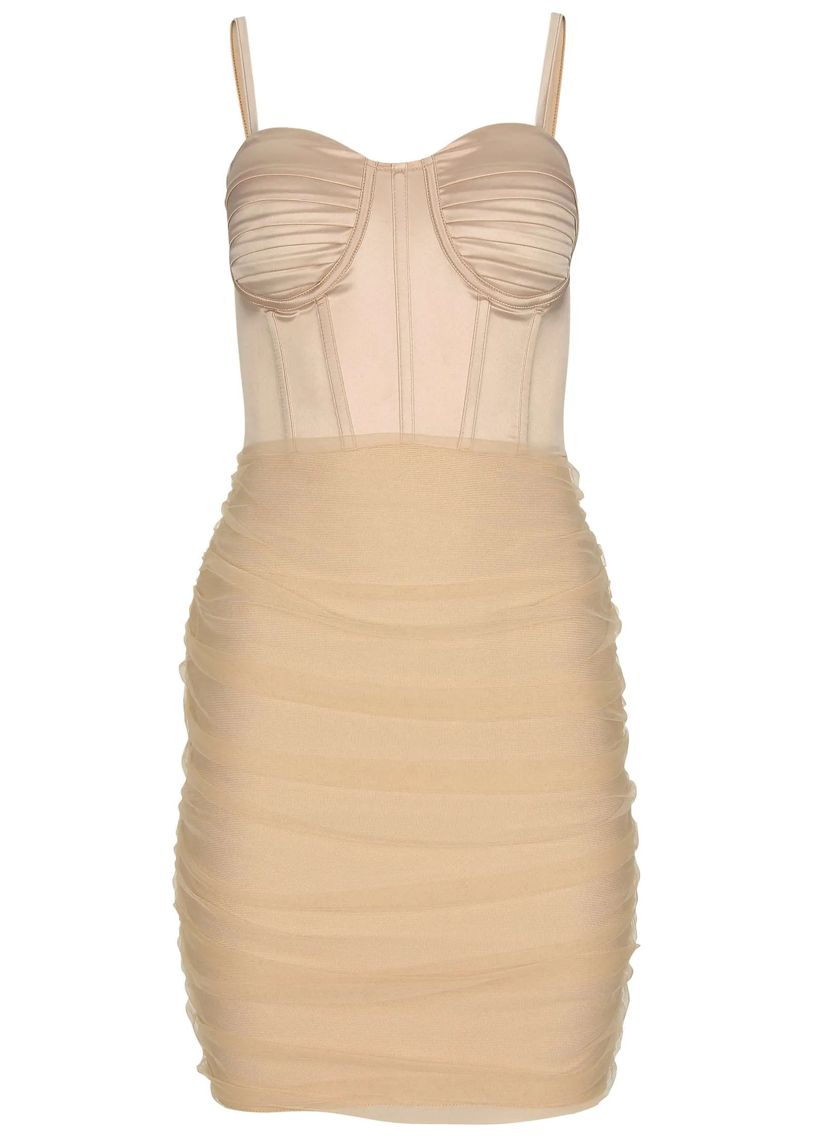 Overlay Bandage Mini Dress - Biscotti