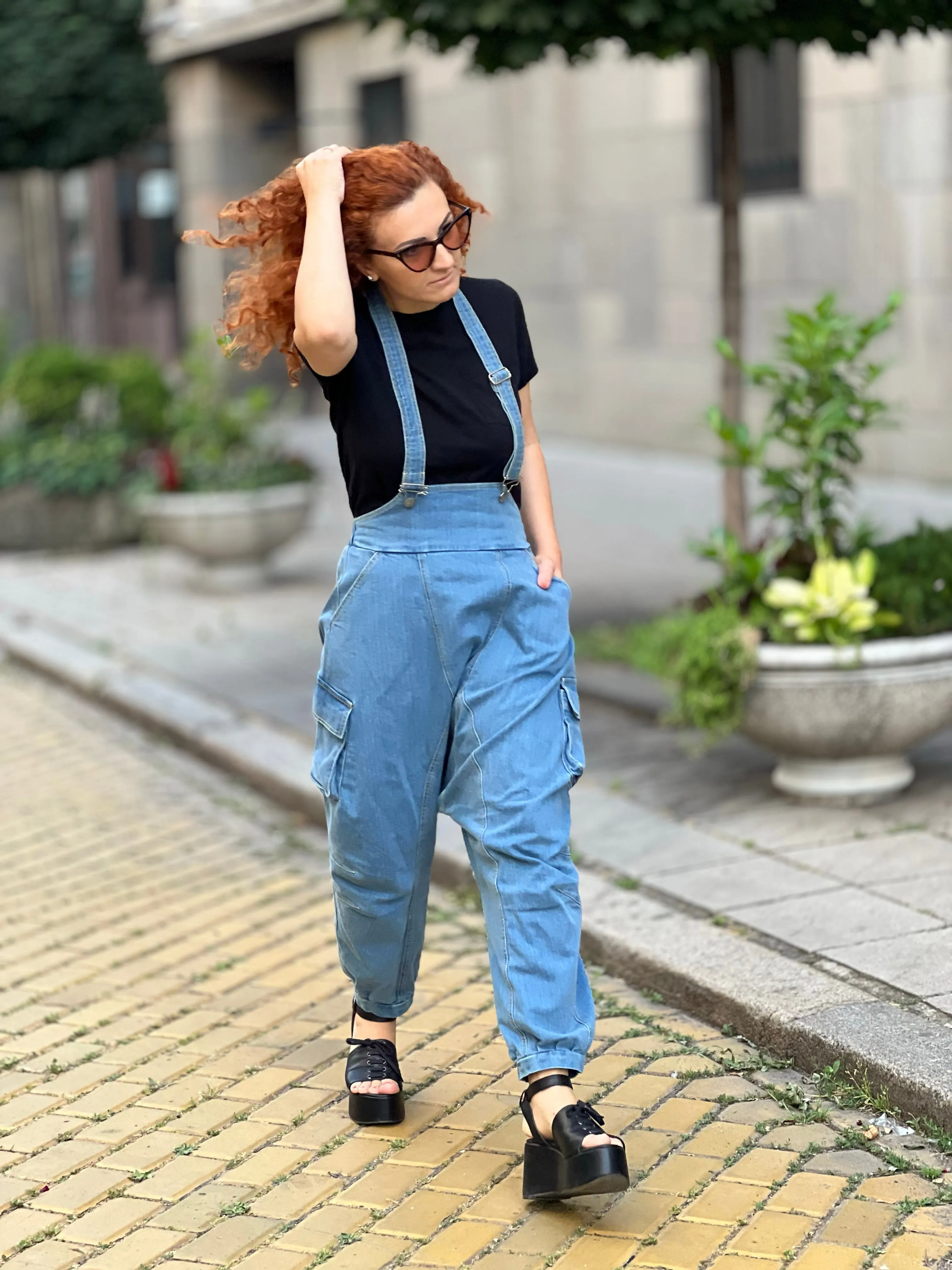 Oversize Light Denim Jumpsuit