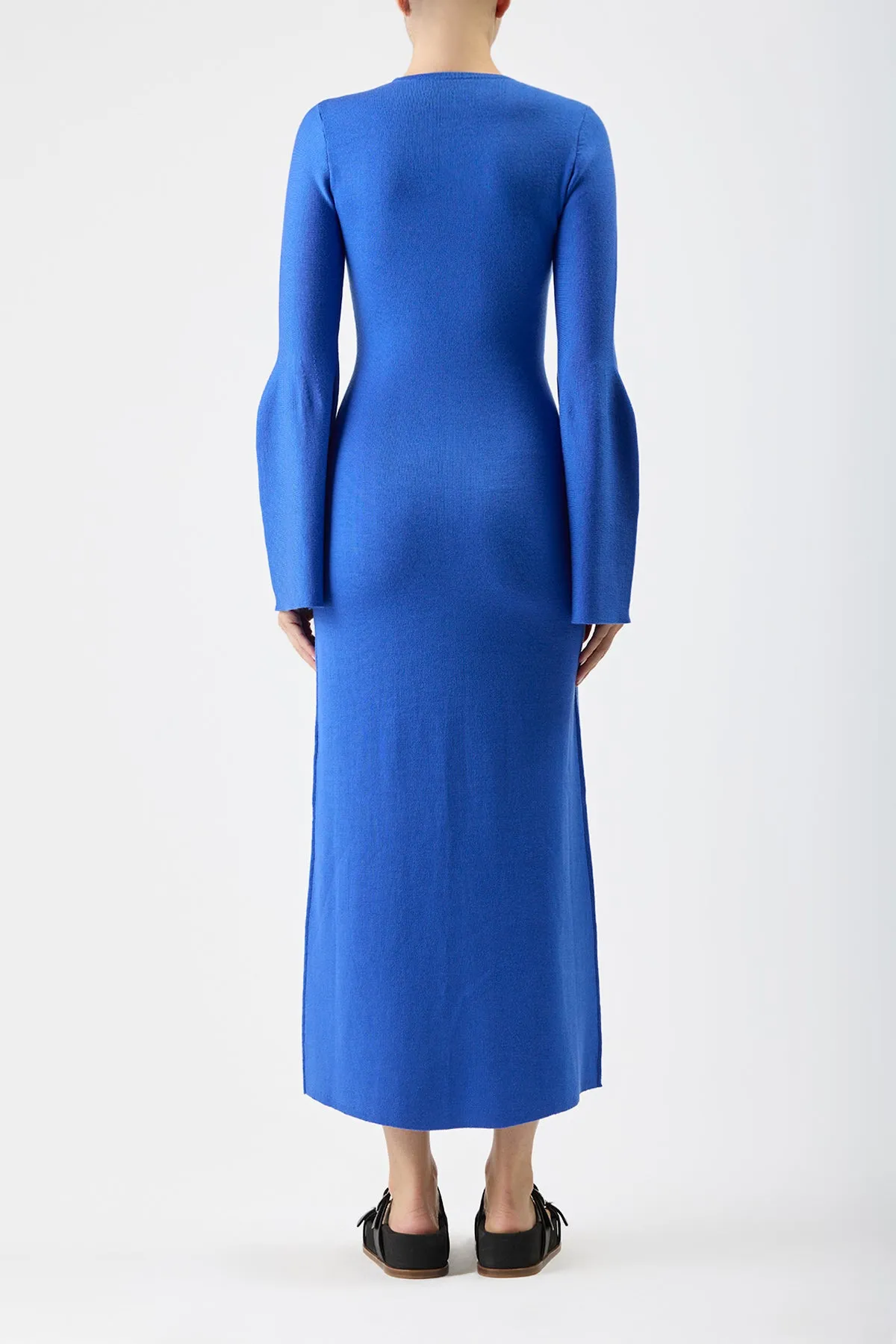 Palanco Knit Midi Dress in Sapphire Merino Wool Cashmere