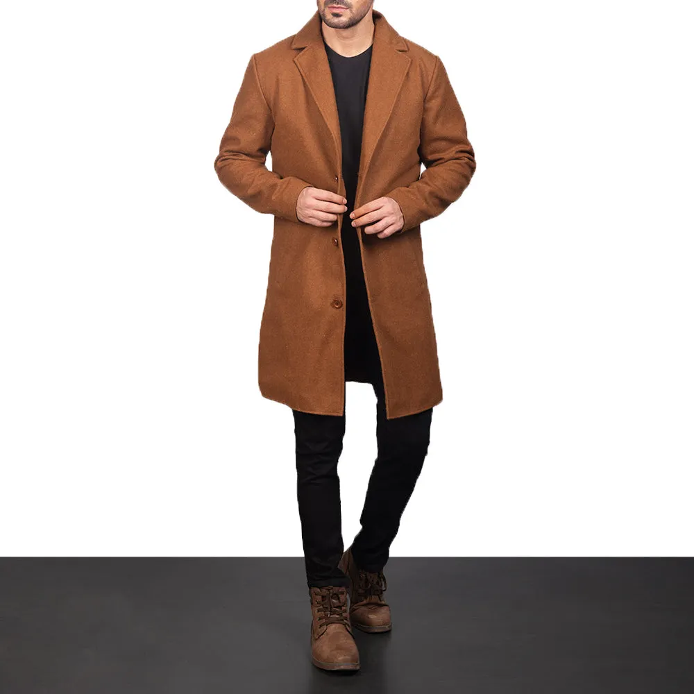 Petrillo Khaki Wool Single Breasted Coat