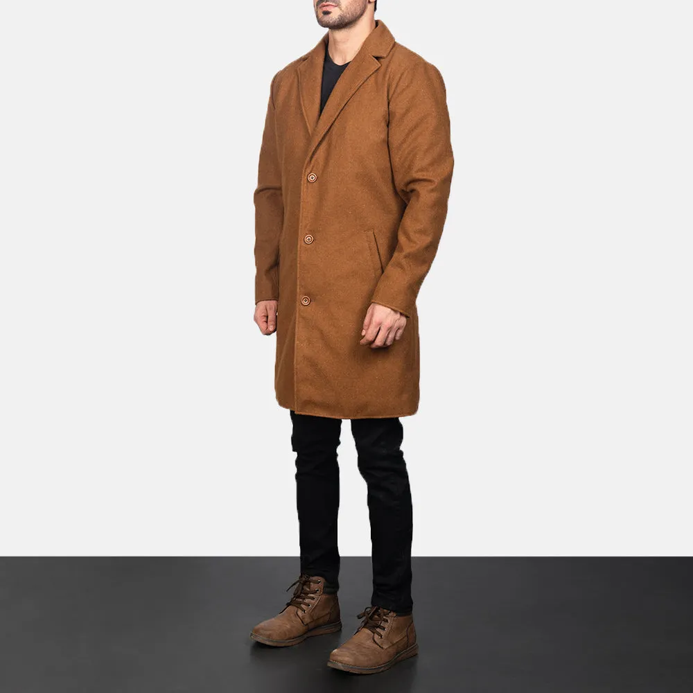 Petrillo Khaki Wool Single Breasted Coat