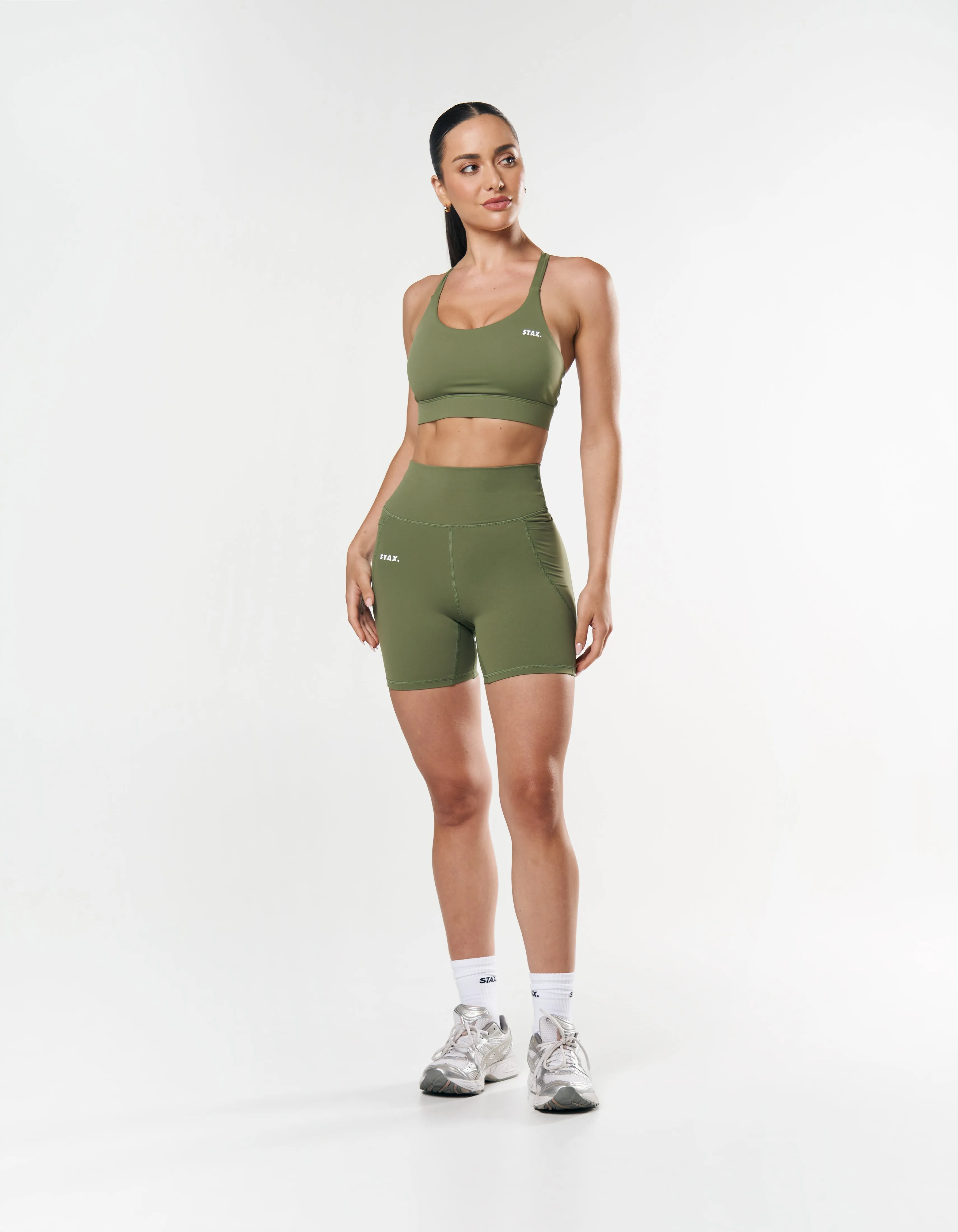 Phone Pocket Midi Bike Shorts NANDEX ™ - Khaki