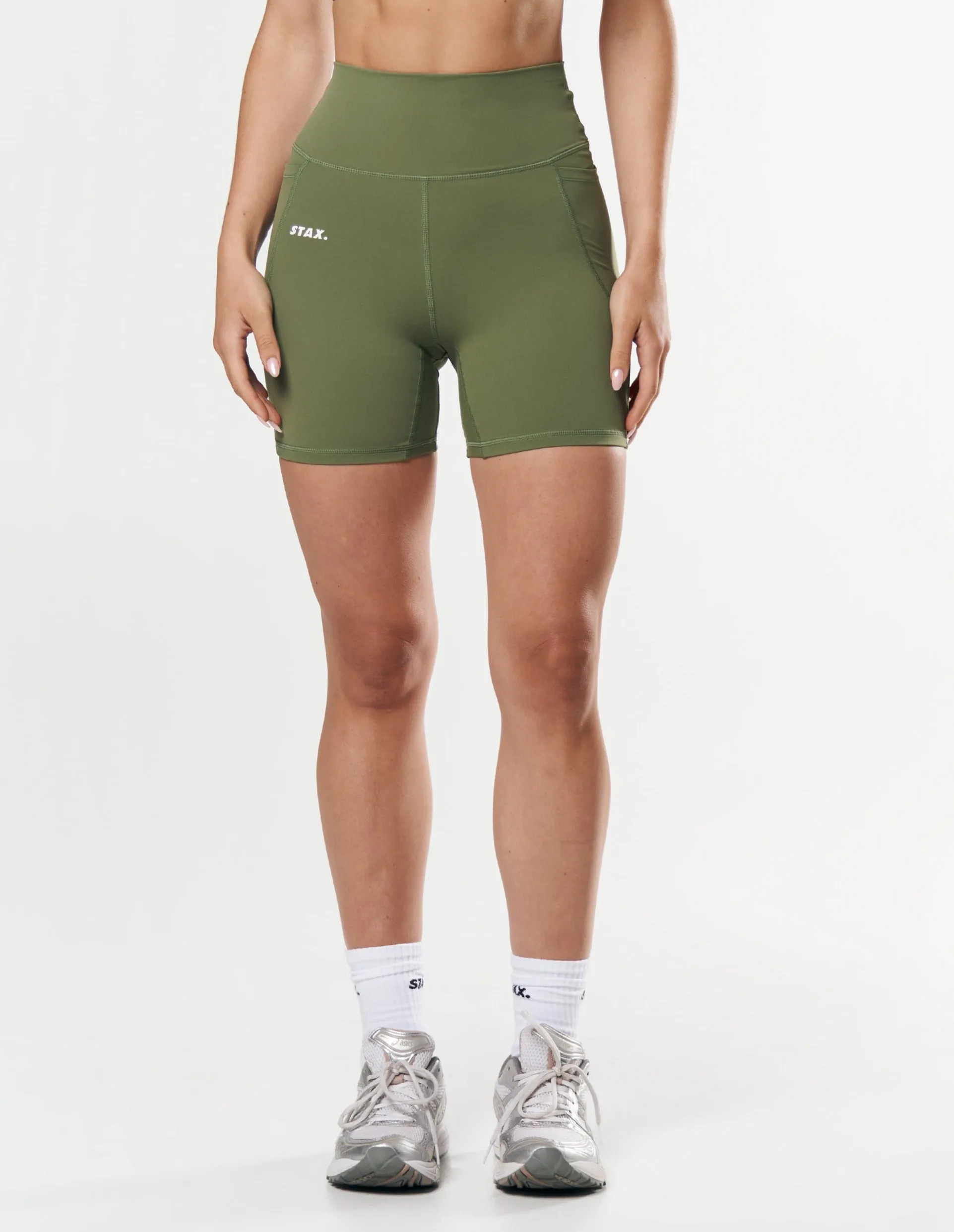 Phone Pocket Midi Bike Shorts NANDEX ™ - Khaki