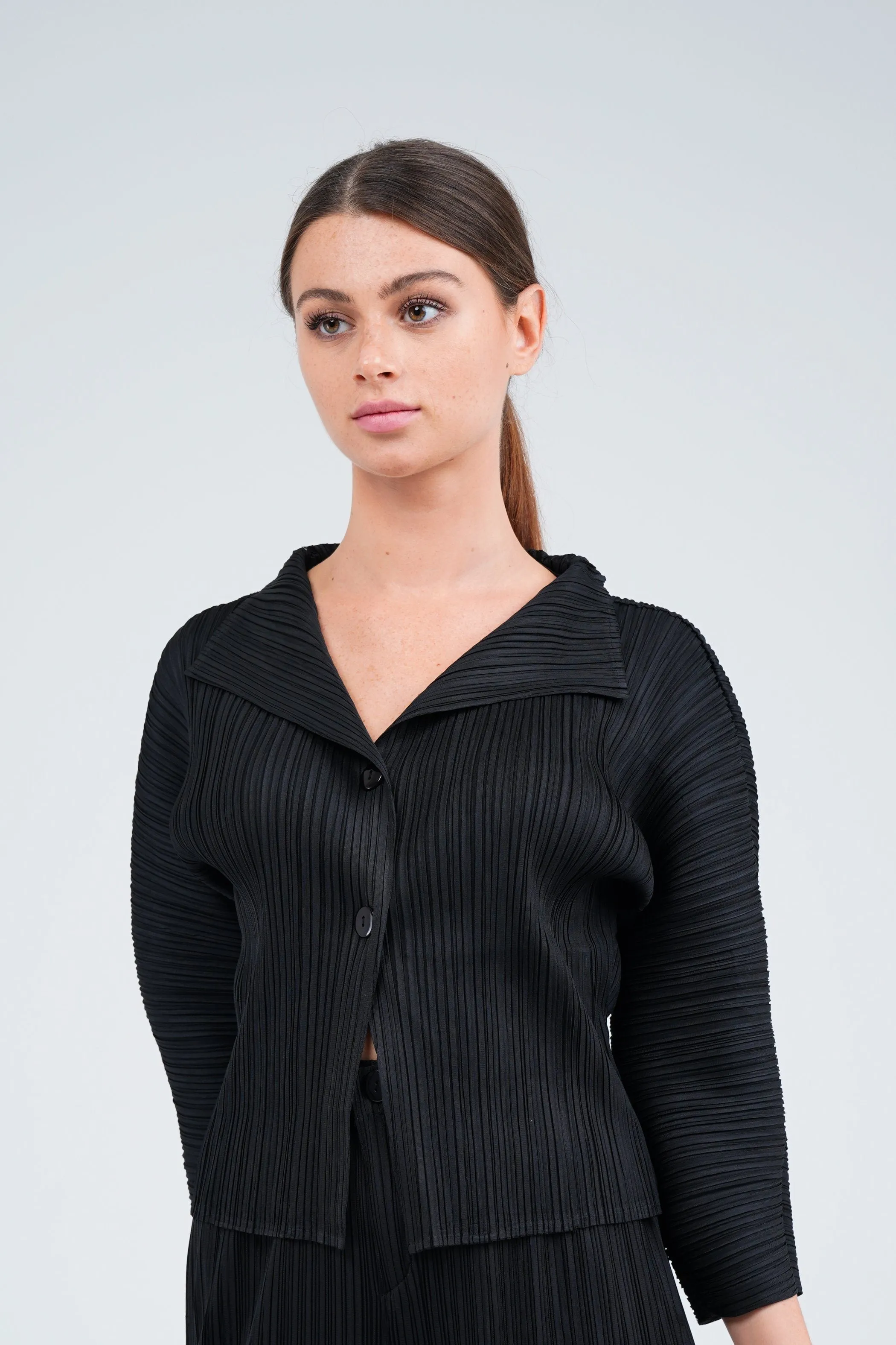 Pleated Two Button Blouse