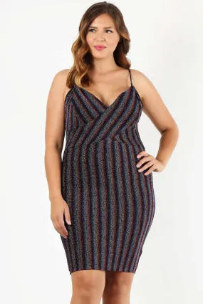 Plus Size Rainbow Striped Mini Dress