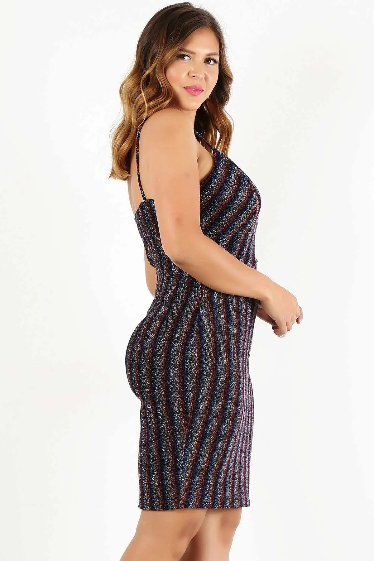 Plus Size Rainbow Striped Mini Dress