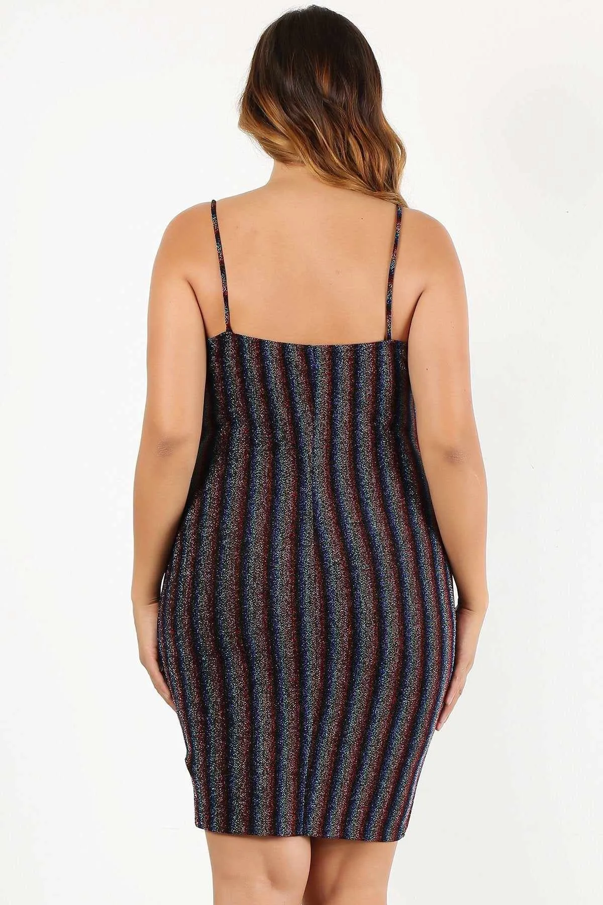 Plus Size Rainbow Striped Mini Dress