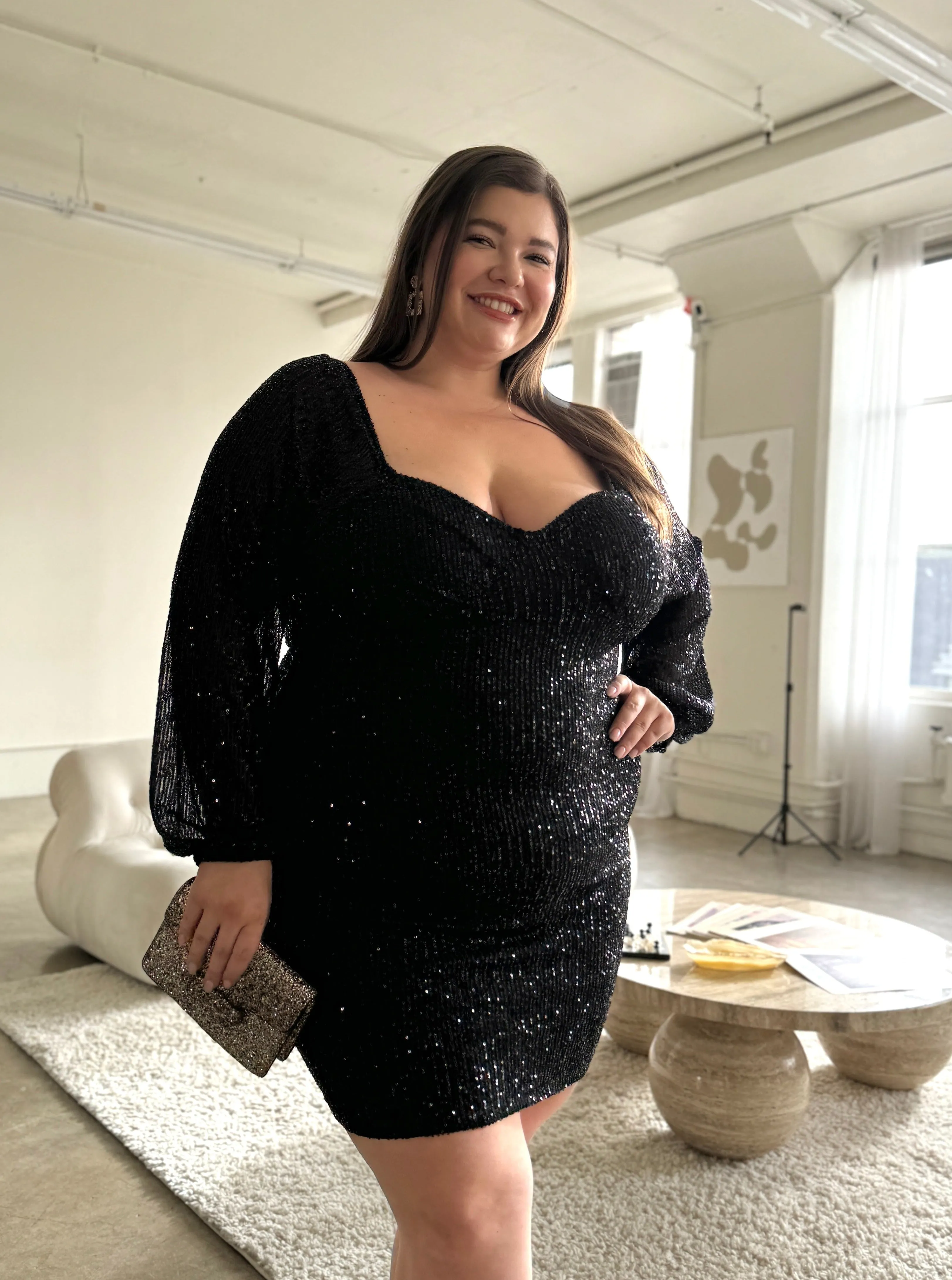 Plus Size Sparkly Sequin Bodycon Mini Dress