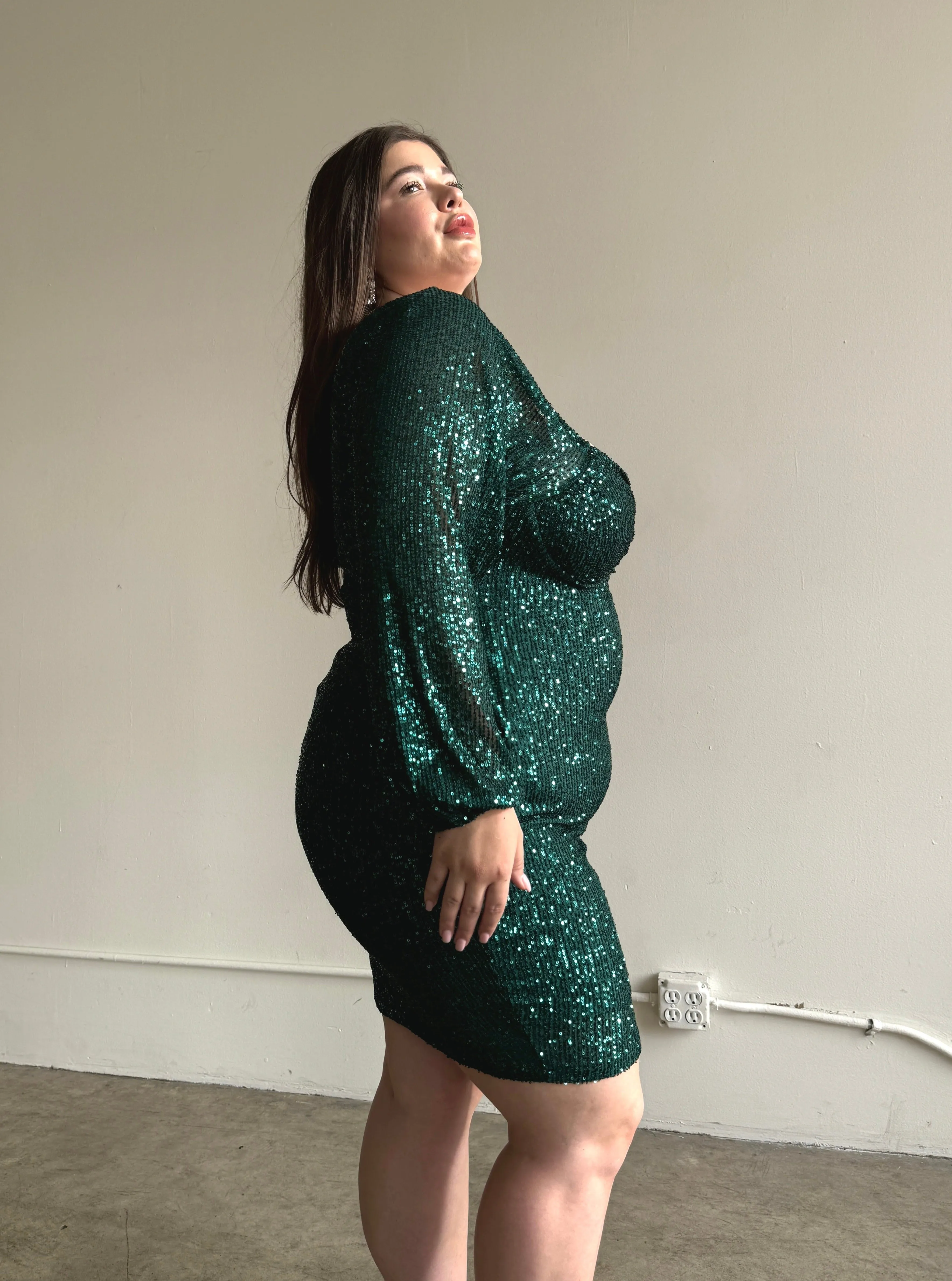 Plus Size Sparkly Sequin Bodycon Mini Dress