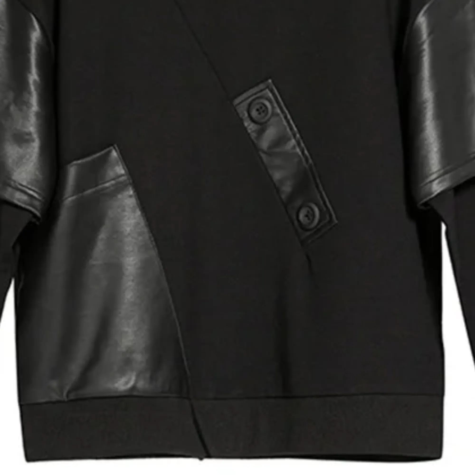 Pre Order:  Irregular Black Faux Leather Top