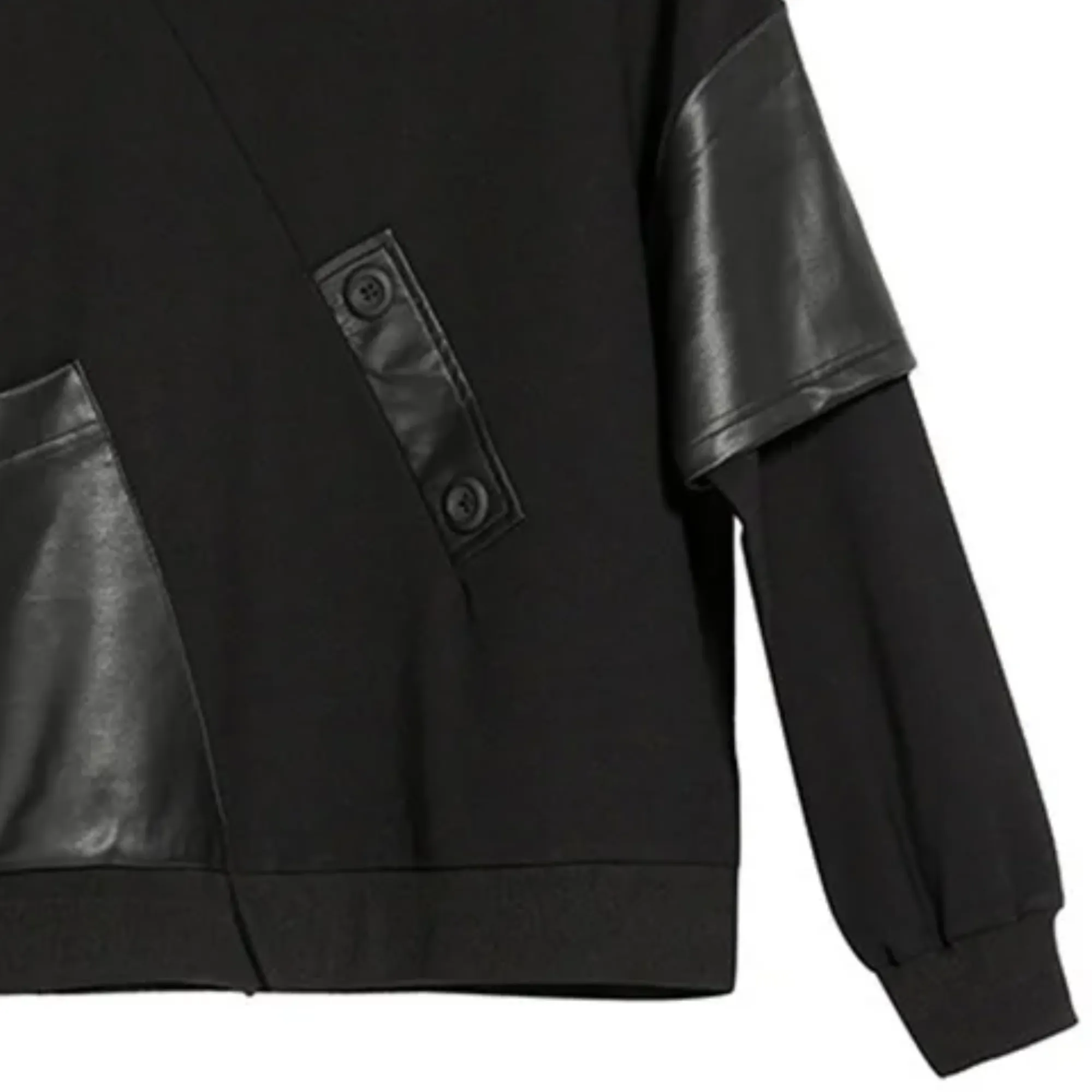 Pre Order:  Irregular Black Faux Leather Top