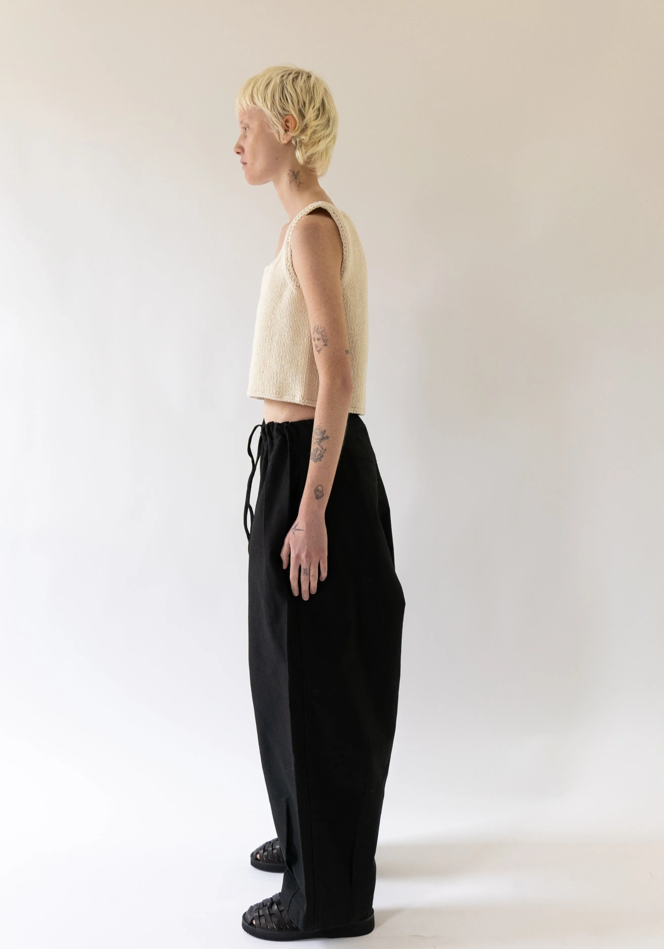 Puffy Pleated Pants in Black