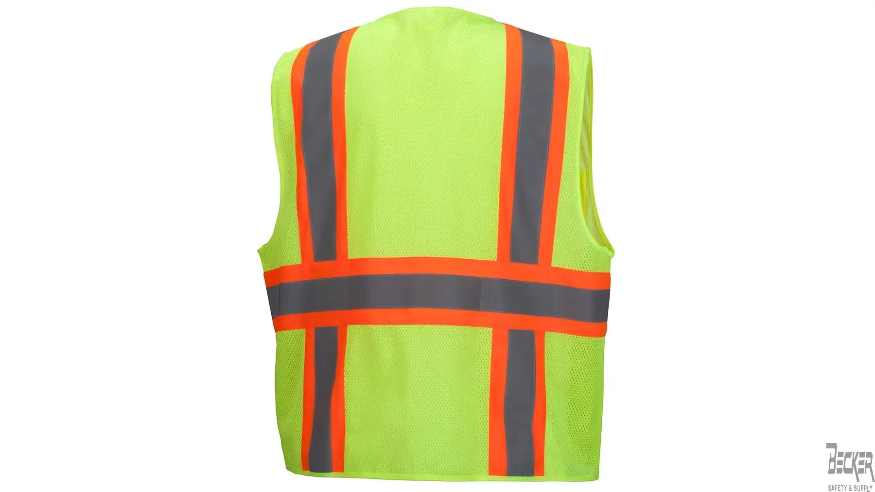 PYRAMEX - Type R - Class 2 Hi-Vis Lime Safety Vest, lightweight polyester mesh material W/ SAFEBUILT logo in black font on left chest pocket