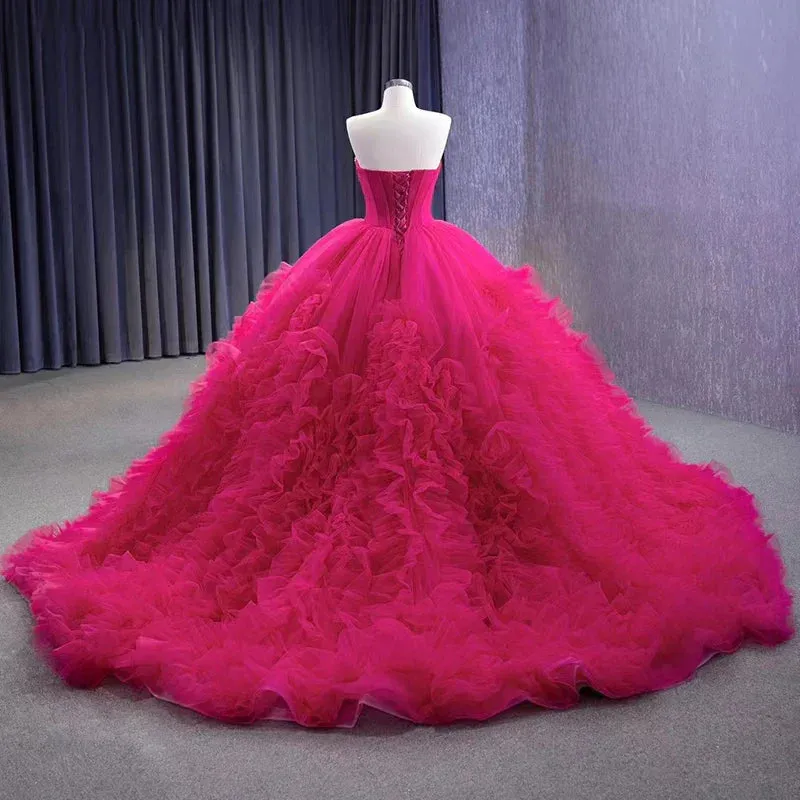 Quinceanera Dress Stylish Luxury Evening Dresses Sweep Train Sleeveless Pleated Ball Gown