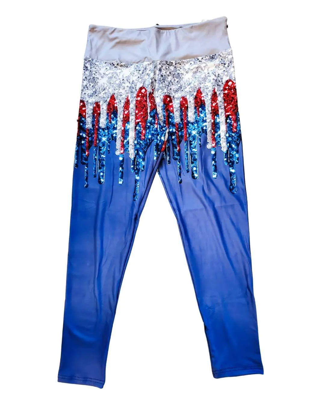 Red And Blue Americana Drips (Exclusive) - High-quality Handcrafted Vibrant Leggings