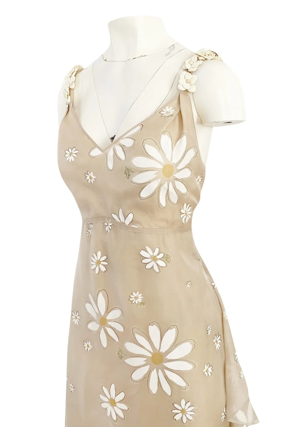 Resort 2011 Valentino Runway Painted Low Back Daisy Dress w Ruffles & Flower Detailed Straps