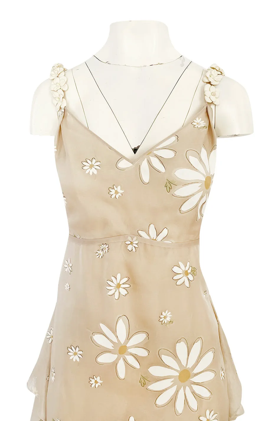 Resort 2011 Valentino Runway Painted Low Back Daisy Dress w Ruffles & Flower Detailed Straps