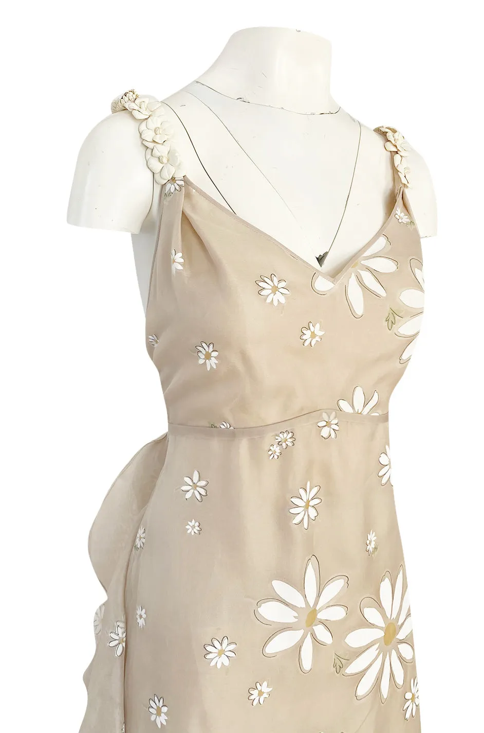 Resort 2011 Valentino Runway Painted Low Back Daisy Dress w Ruffles & Flower Detailed Straps