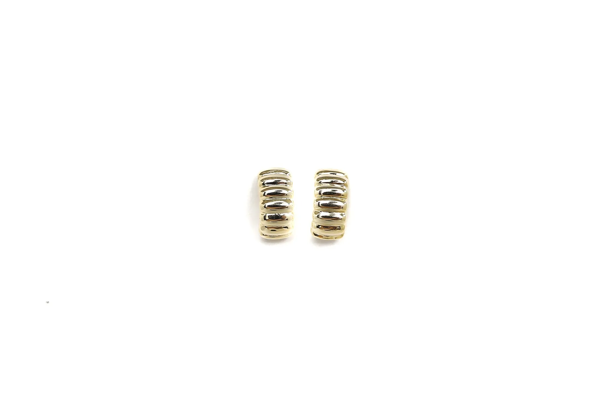 Ridged Huggie Hoops In Vermeil