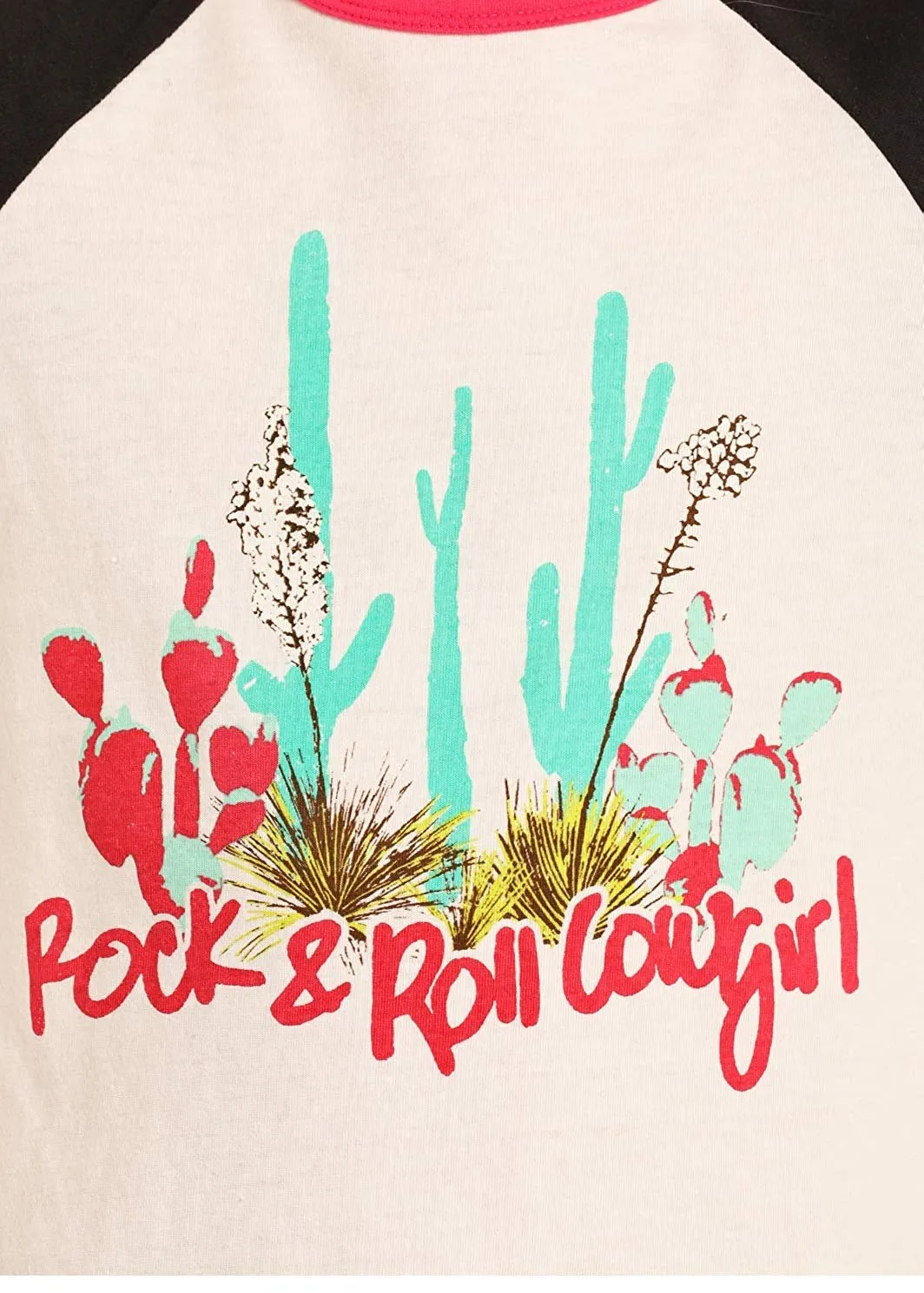 Rock & Roll Cowgirl Girls Long Sleeve Tee, Watercolor Cactus