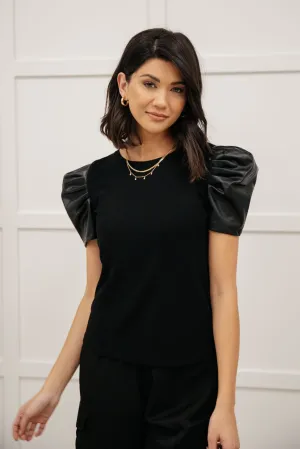 Rock On Puff Sleeve Top in Black