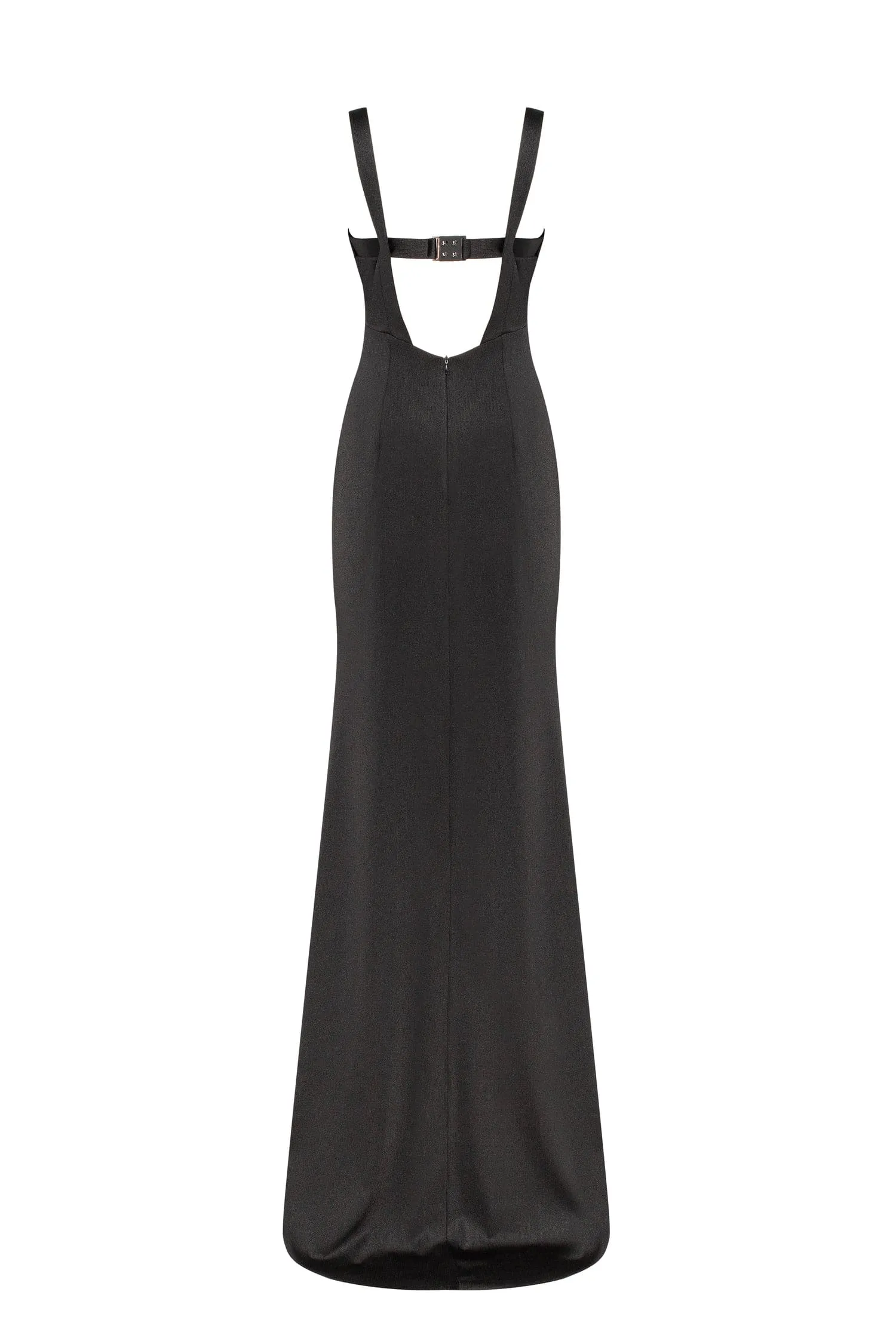 Show-stealer black maxi dress with a V-neckline, Smoky Quartz