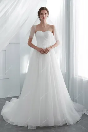 Simple Strapless Sweetheart A-line Tulle Destination Bridal Gown