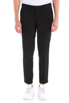 Slim Fit Side Pocket Low Waist Unpleated Cotton Black Dress Pants, Black