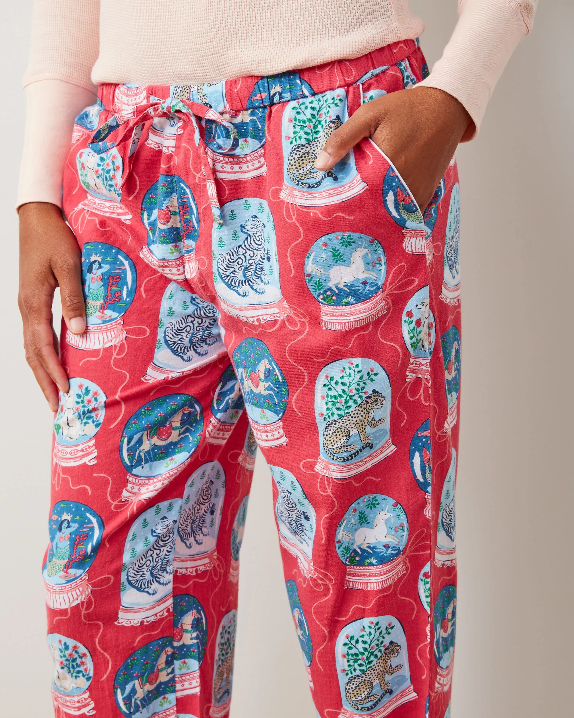 Snow Globe Magic - Henley & PJ Pants Set - Red Ribbon