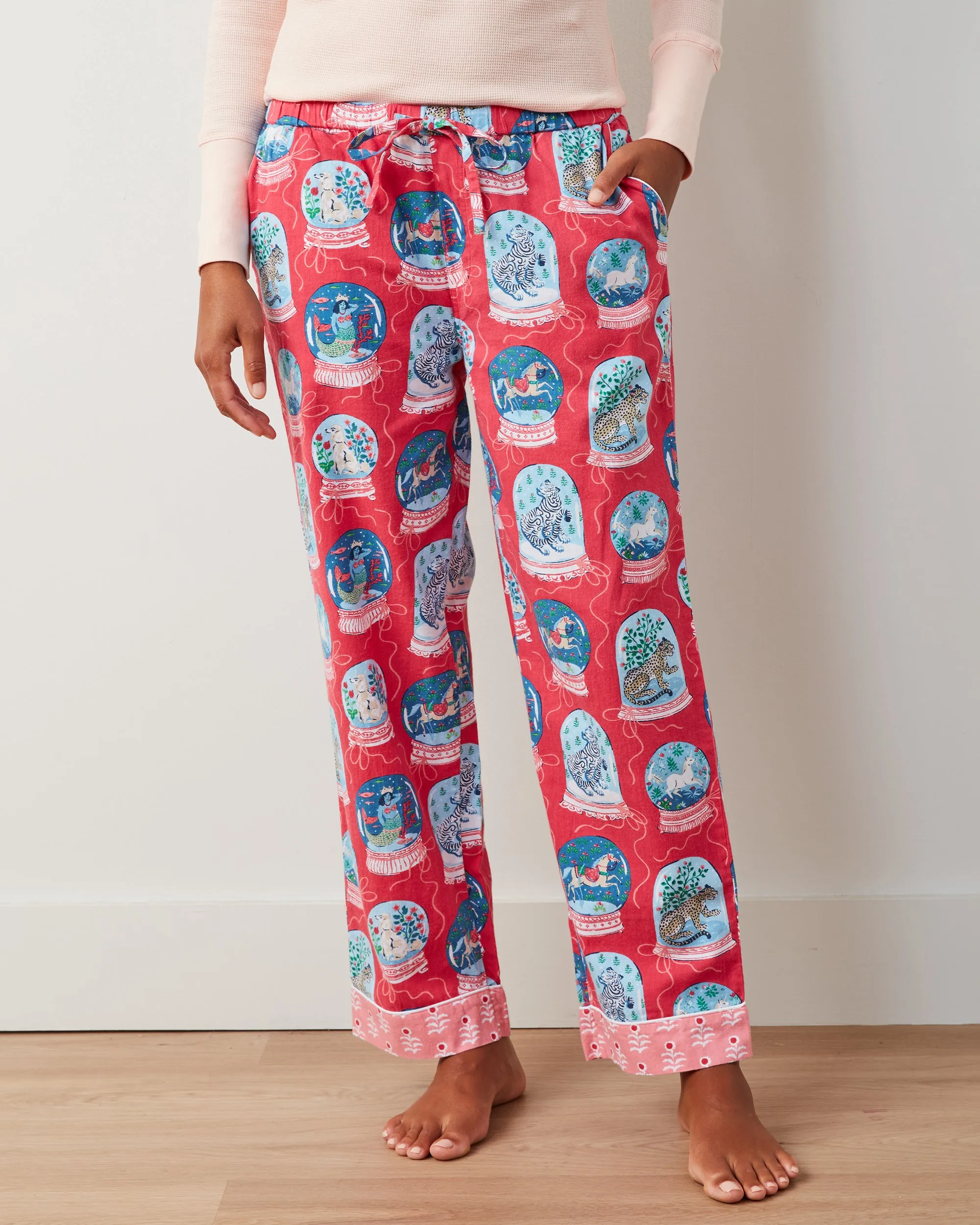 Snow Globe Magic - Henley & PJ Pants Set - Red Ribbon