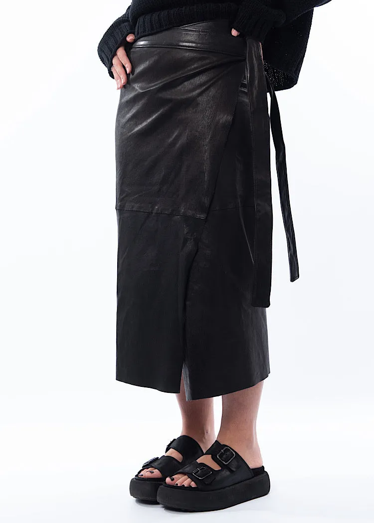 SORT AARHUS LEATHER SKIRT