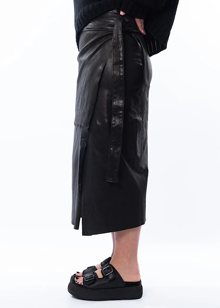 SORT AARHUS LEATHER SKIRT