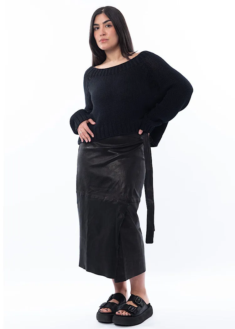 SORT AARHUS LEATHER SKIRT