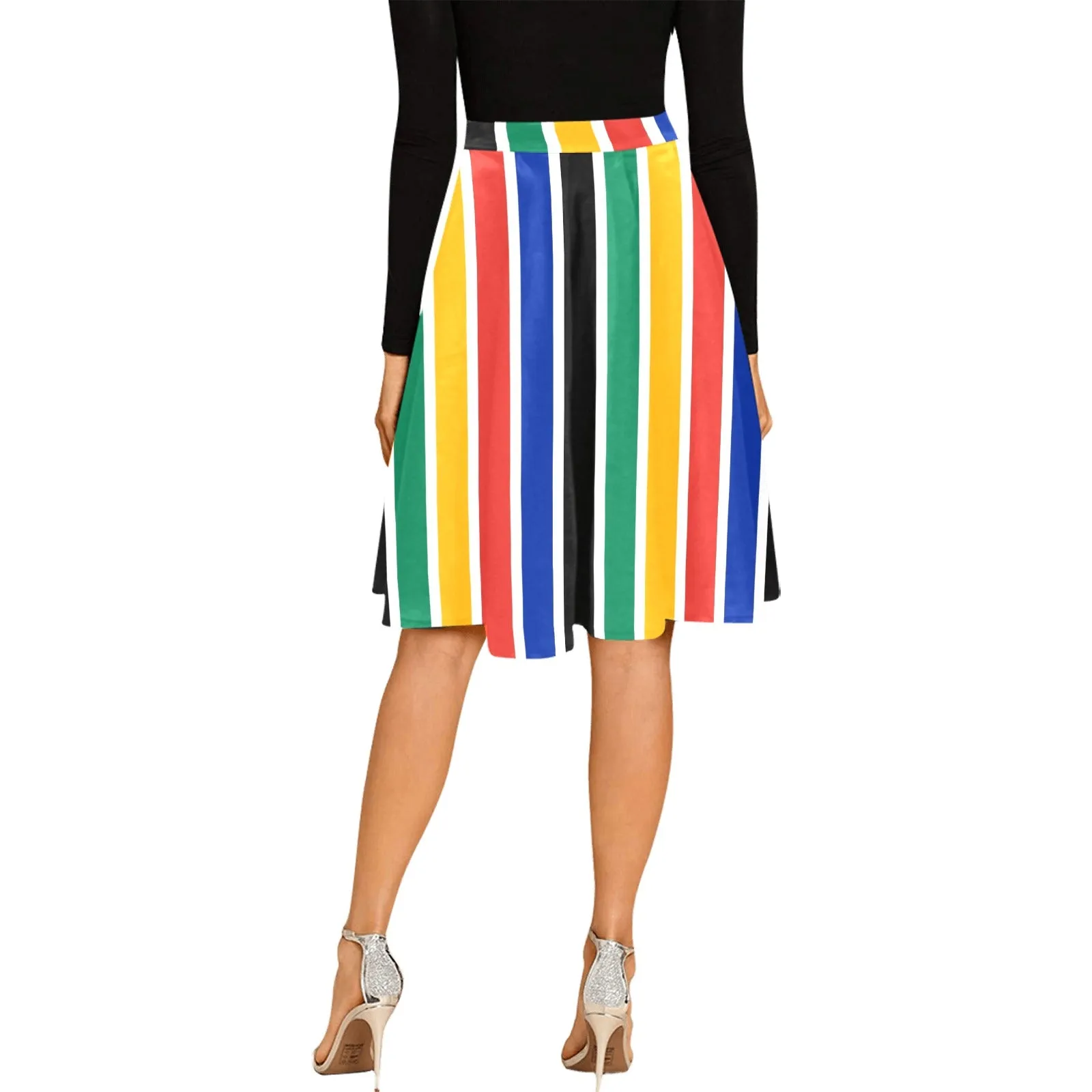 south africa colors print Melete Pleated Midi Skirt (Model D15)