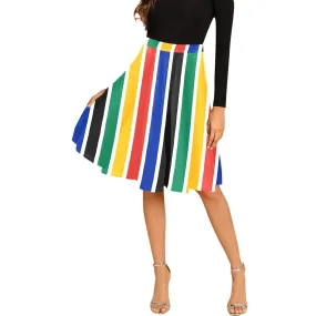 south africa colors print Melete Pleated Midi Skirt (Model D15)