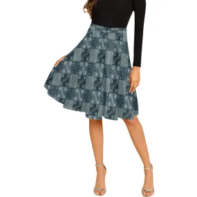 split blue inca print Melete Pleated Midi Skirt (Model D15)