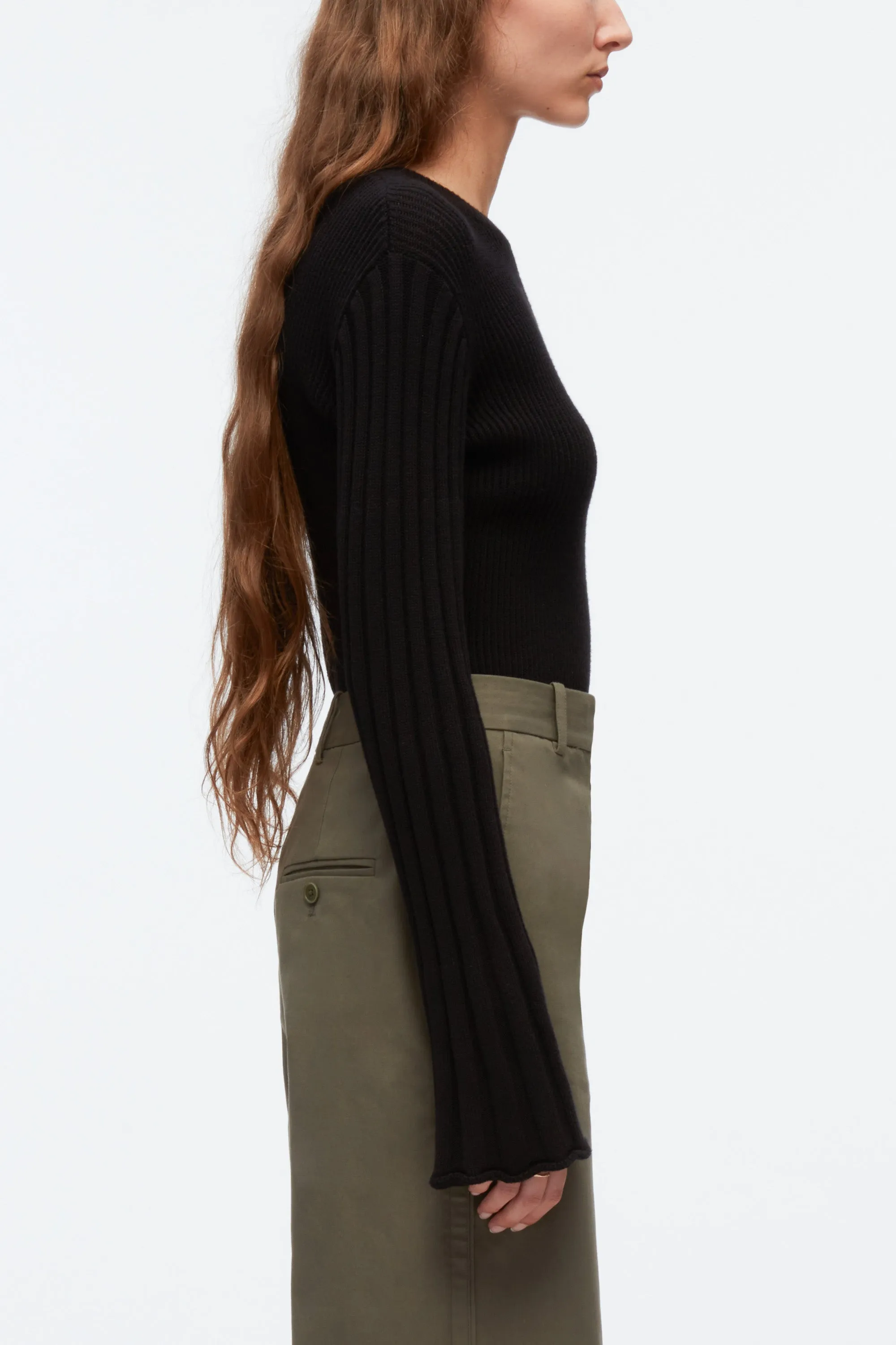 Traveling Rib Knit Pullover