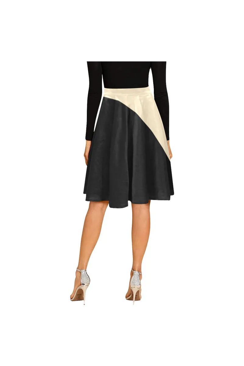 Two-Tone Crème and Black Melete Pleated Midi Skirt