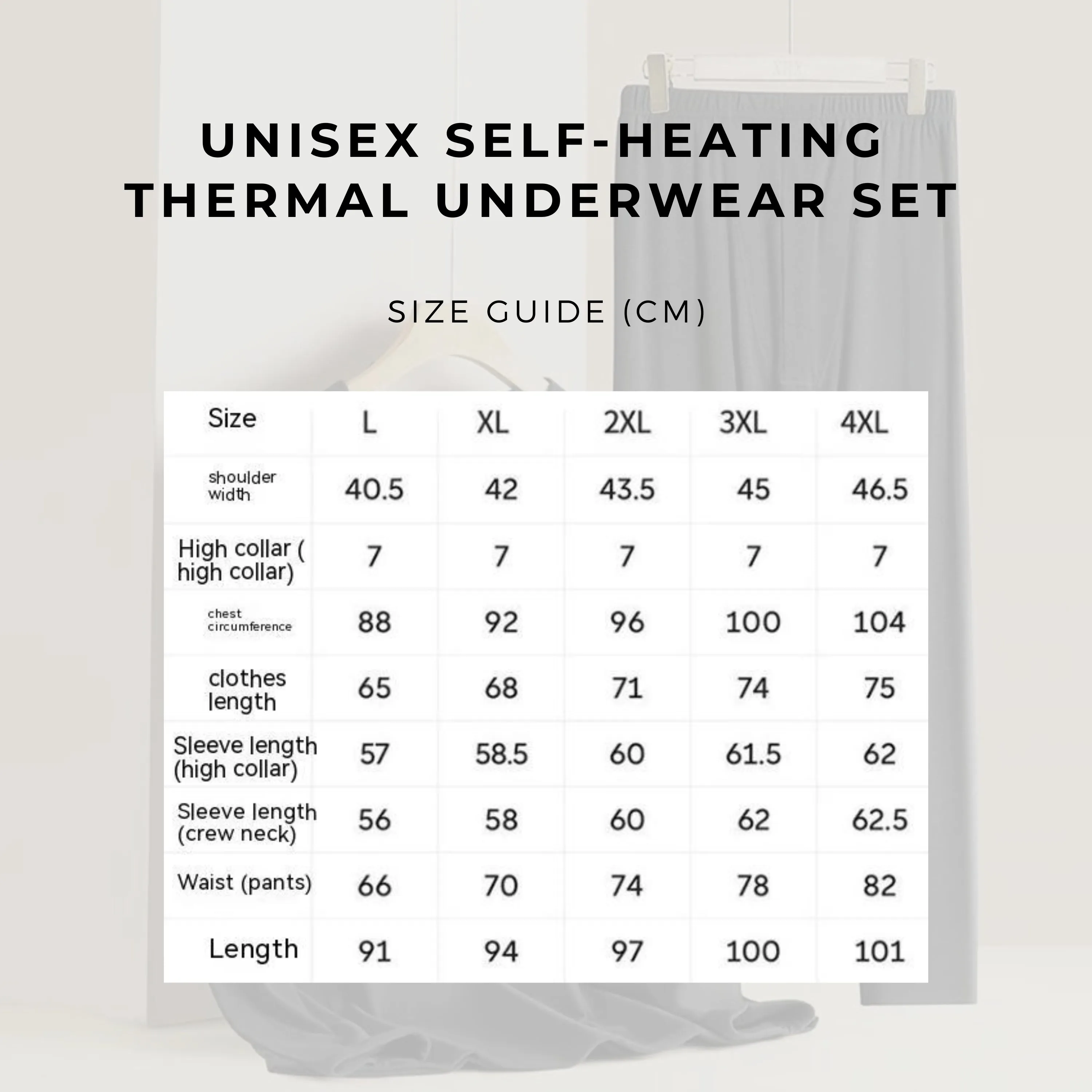 Unisex Self-heating Thermal Underwear Set