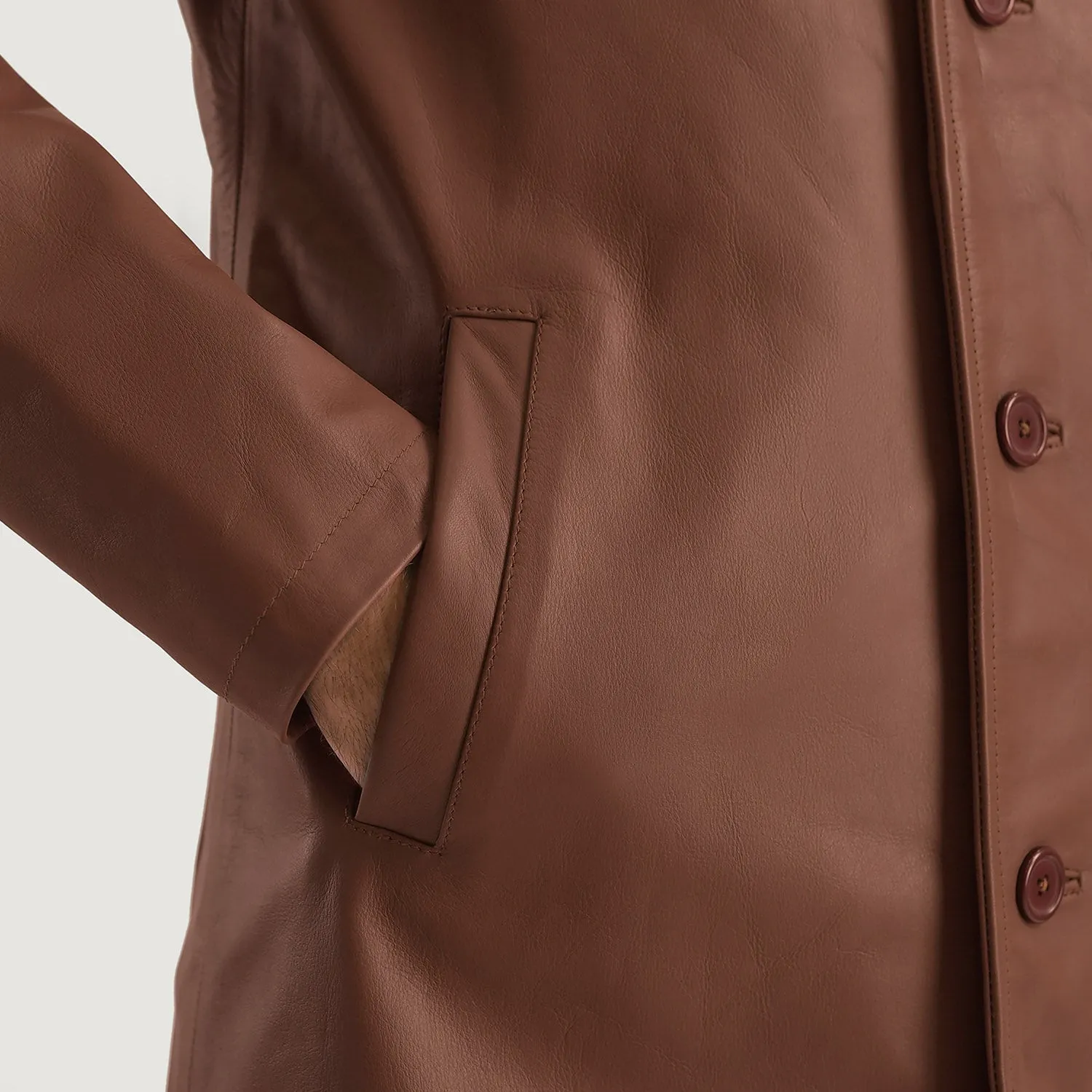 Urban Slate Brown Leather Coat