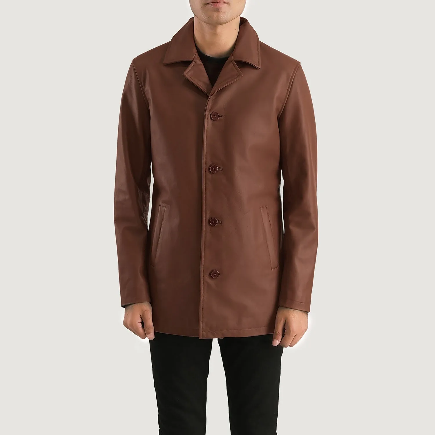 Urban Slate Brown Leather Coat