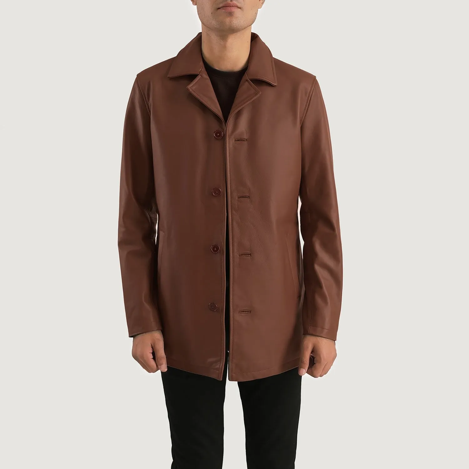 Urban Slate Brown Leather Coat