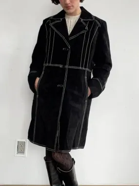 Vintage 90s Black Suede 3/4 Coat (L)