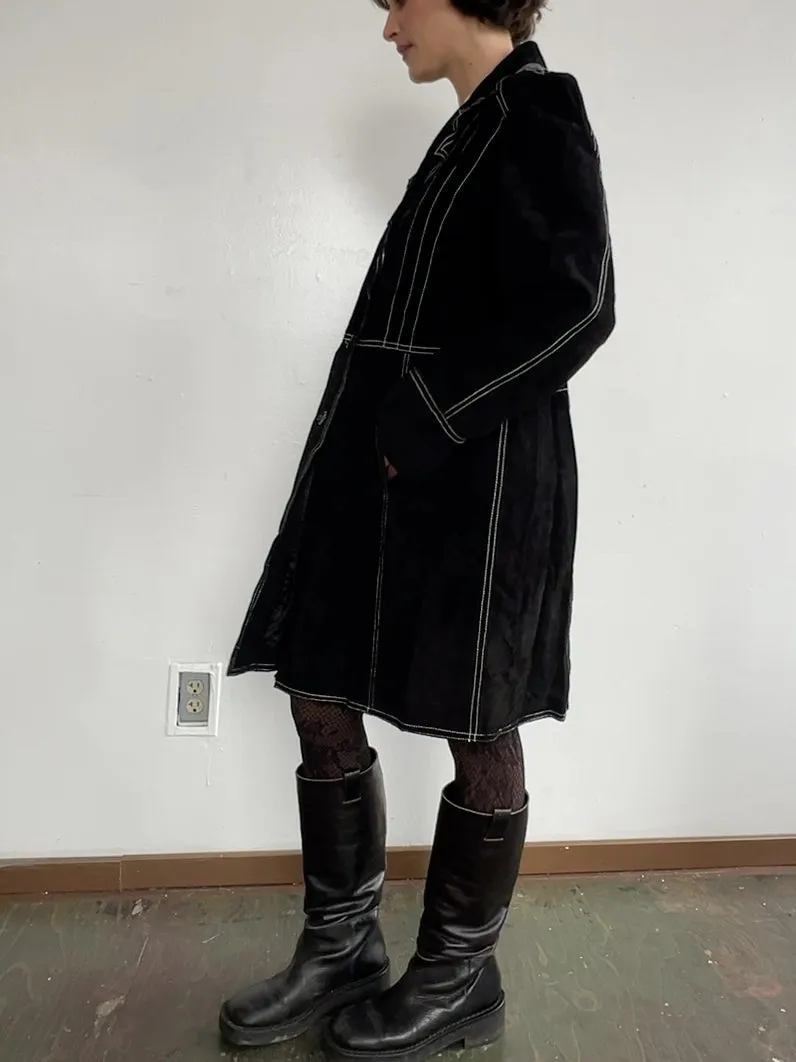 Vintage 90s Black Suede 3/4 Coat (L)